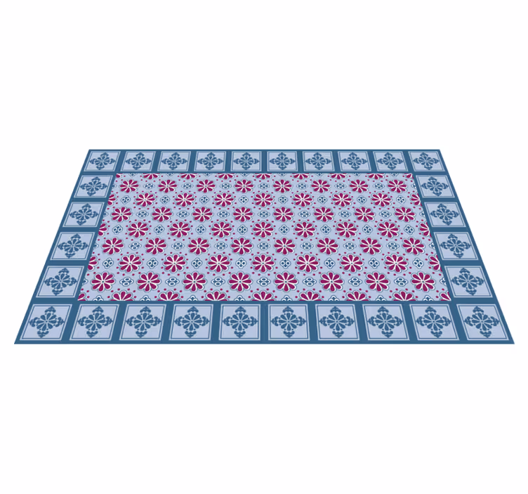 Alfombras de vinilo de azulejos azules y rosas - TenVinilo