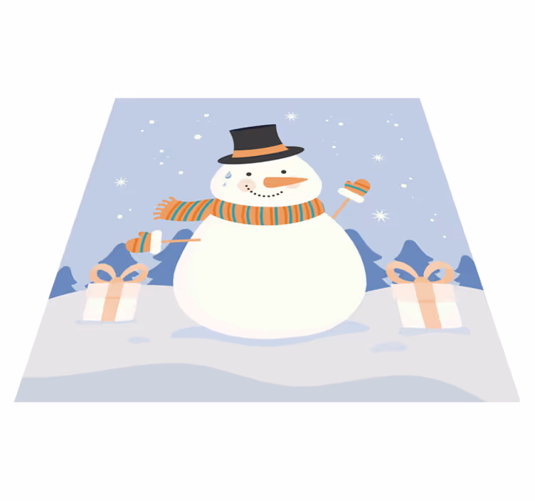 Alfombra vinílica navidad celebración del muñeco de nieve - TenVinilo