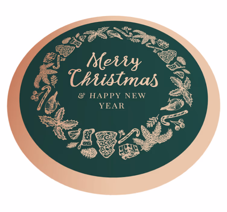 Alfombra vinílica navidad círculo de saludos festivos - TenVinilo
