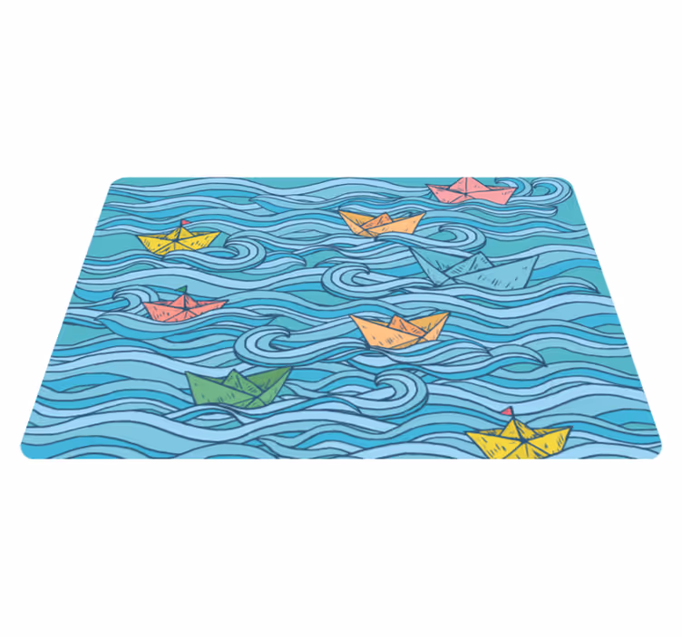 Alfombra vinílica infantil barcos de papel de vela - TenVinilo