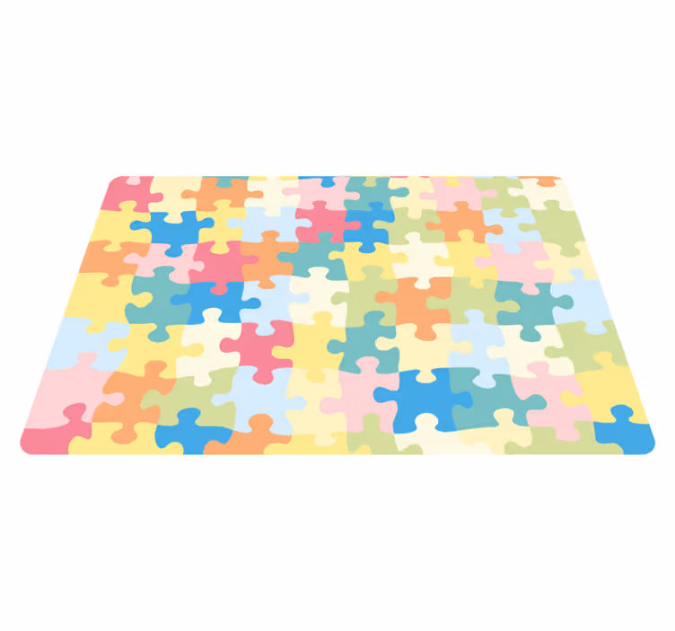 Alfombra de vinilo infantil Piezas de rompecabezas de colores - TenVinilo