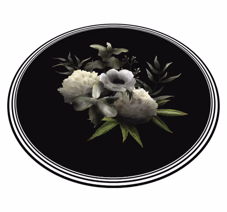 Alfombra vinílica flores elegancia floral monocroma - TenVinilo