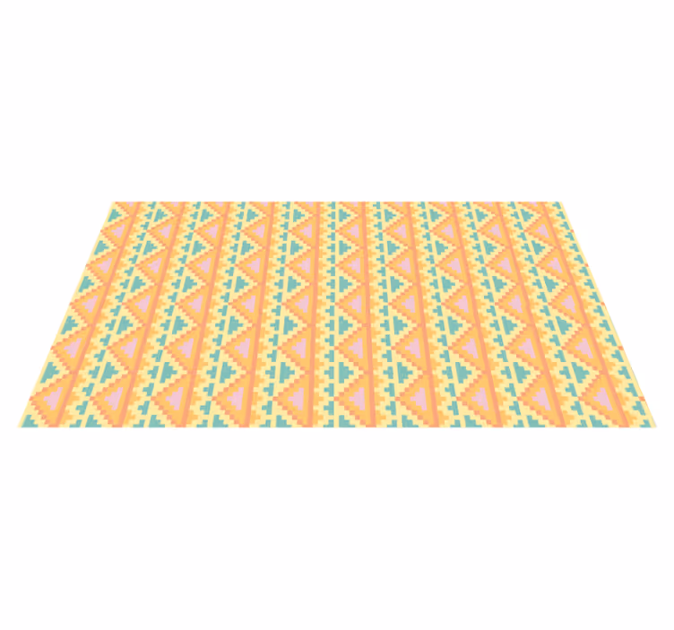 Alfombra vinílica geométrica decoración con motivos tribales - TenVinilo