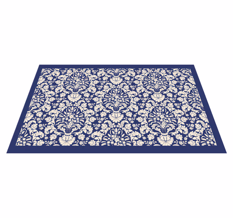 Alfombra vinílica minimalista patrón floral adornado - TenVinilo
