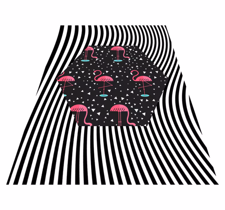 Alfombra vinílica animales hexágono rayado flamenco - TenVinilo