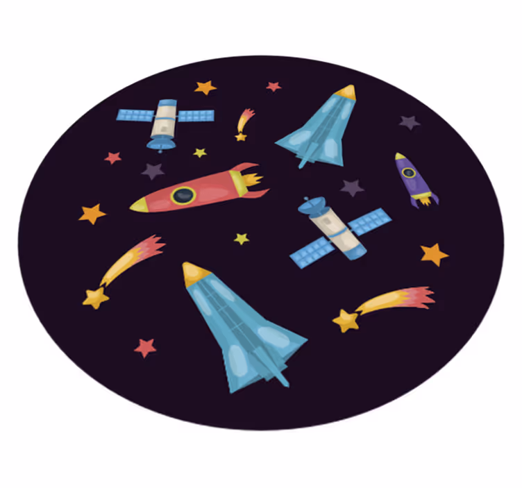 Alfombra vinilo infantil planetas y cohetes - TenVinilo