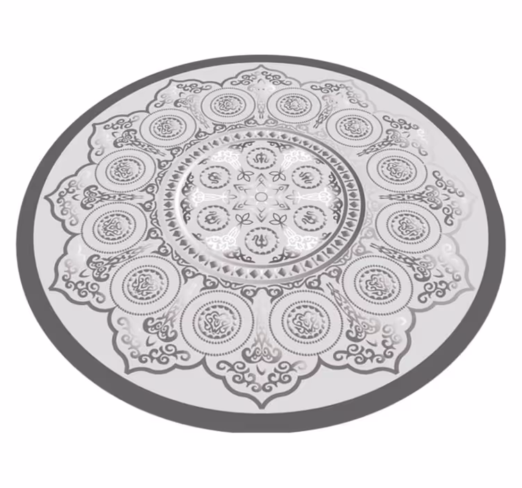Alfombra vinílica mandala Patrón de mandala gris - TenVinilo