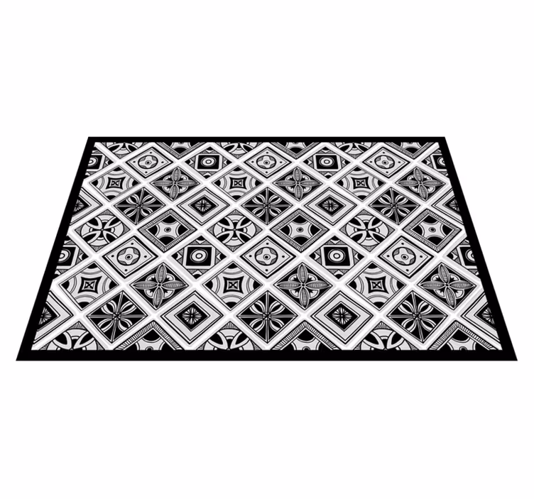 Alfombras de vinilo de azulejos Cuadrado de azulejos negros - TenVinilo