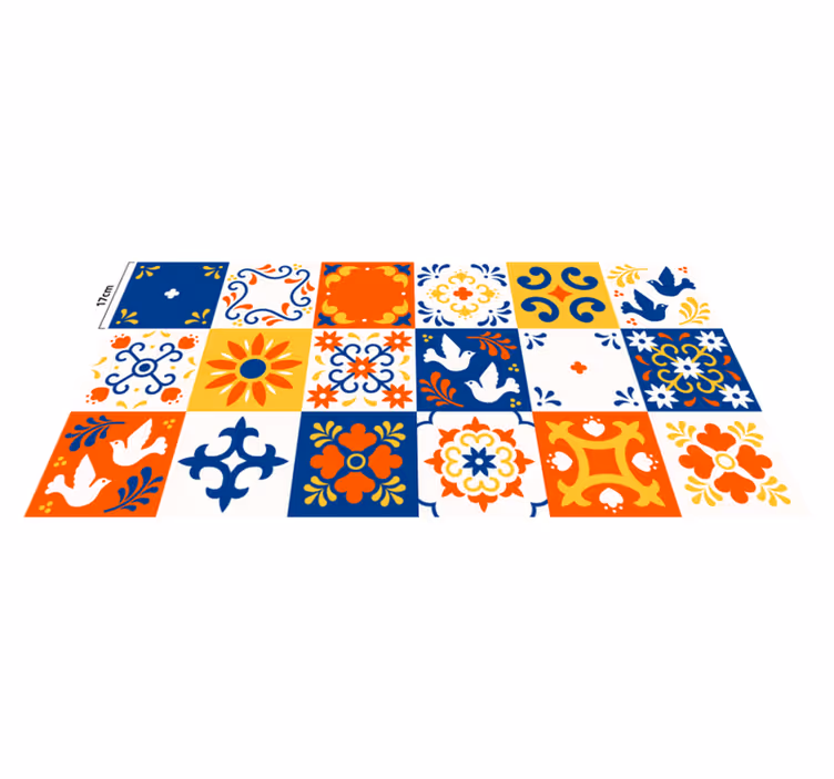 Alfombras vinílicas modernas Patrón de azulejos mexicanos - TenVinilo
