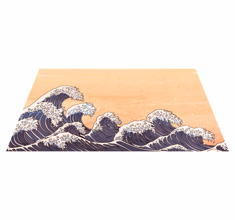 Alfombra vinílica vintage ola tradicional japonesa - TenVinilo