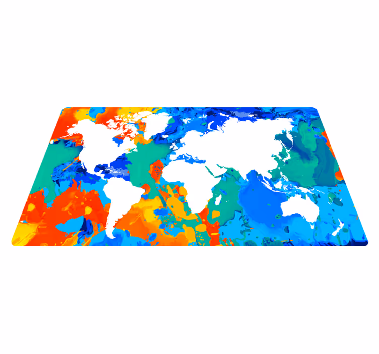 Alfombra vinílica mapamundi mapa del mundo colorido - TenVinilo