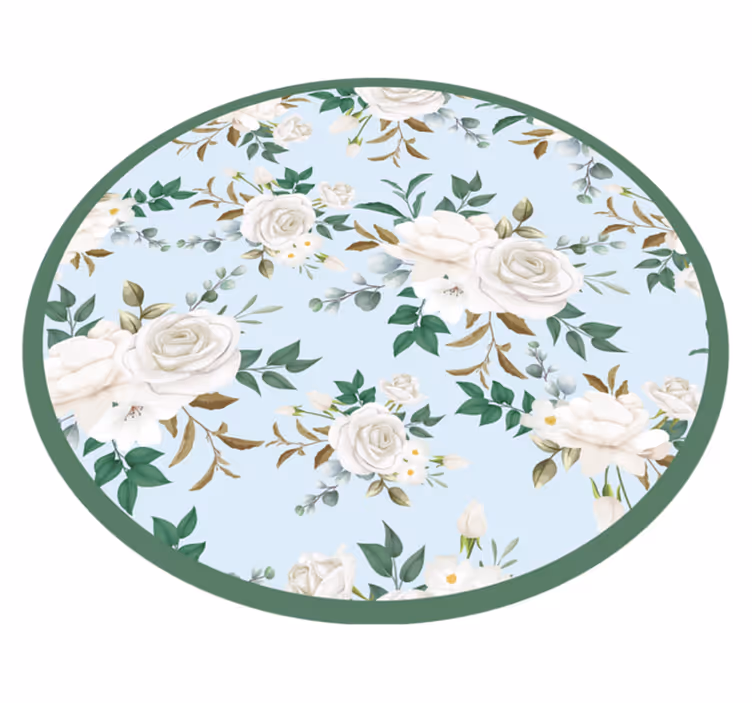 Alfombra vinílica flores composición floral circular - TenVinilo