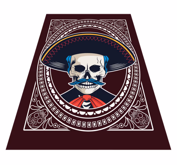 Alfombra vinilo étnica cráneo mexicano - TenVinilo