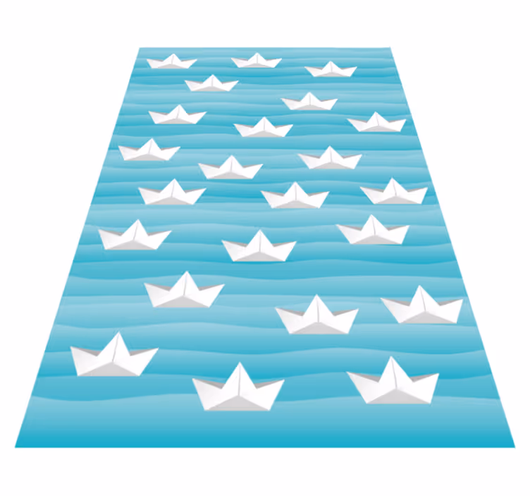 Alfombra vinílica estrellas barcos de papel a rayas - TenVinilo