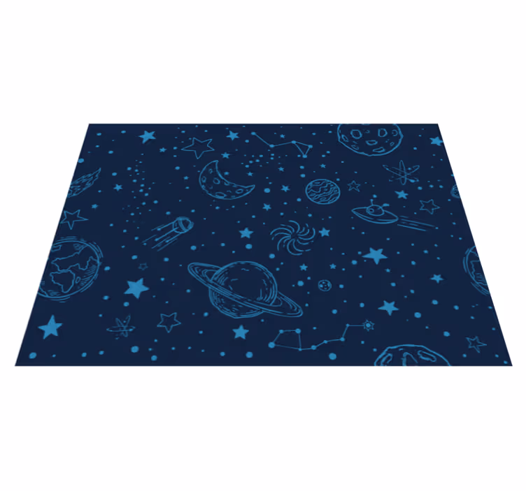 Alfombra vinílica infantil ilustración de temática espacial - TenVinilo