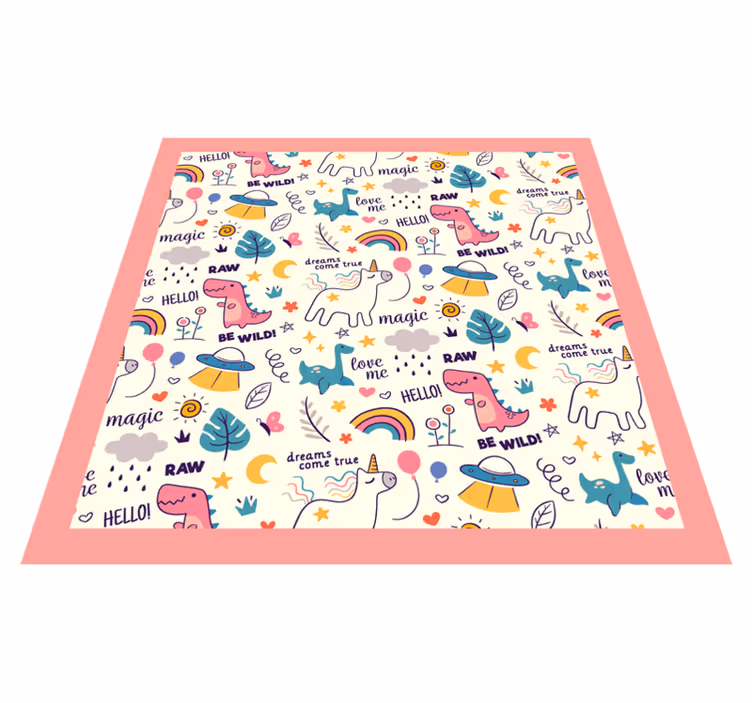 Alfombra vinílica infantil tema colorido dinosaurio - TenVinilo