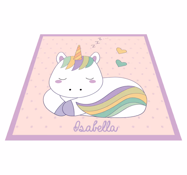 Alfombra vinílica personalizable unicornio soñoliento - TenVinilo