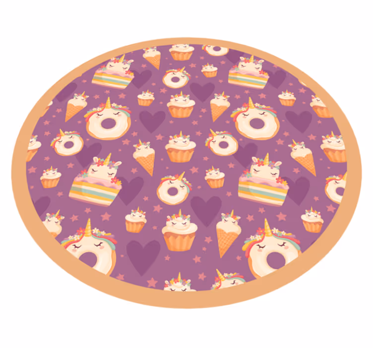Aflombra vinílica animales Unicornio arcoiris cupcake patrón - TenVinilo