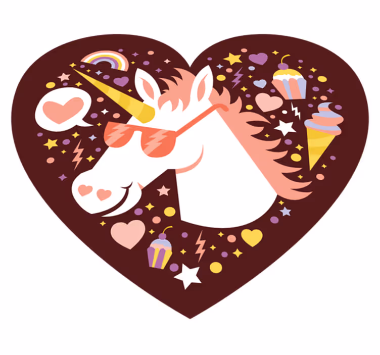 Alfombra vinílica infantil alfombra de corazón de unicornio - TenVinilo