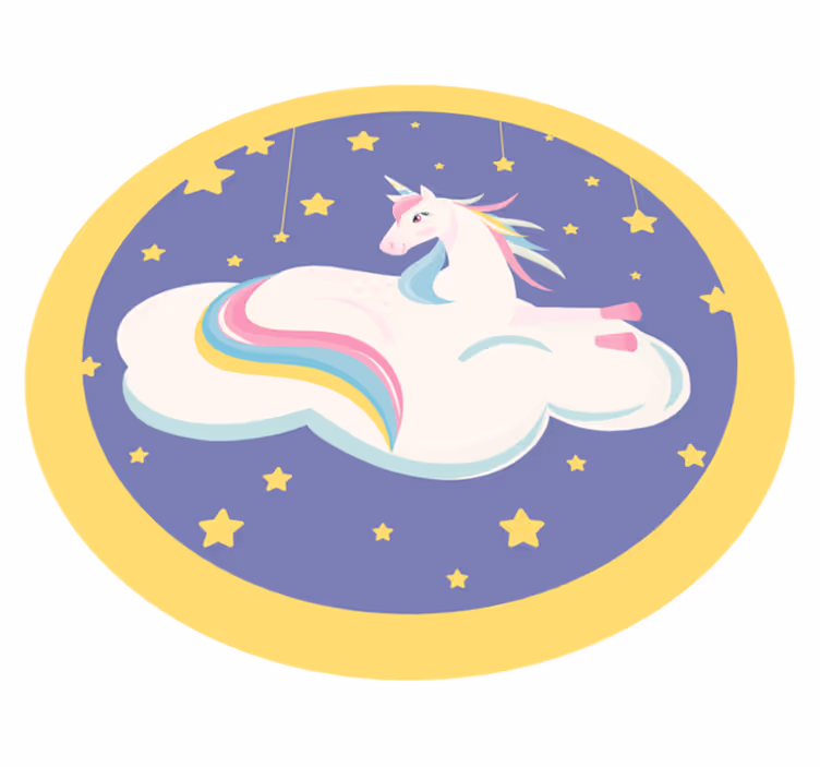 Alfombra vinílica animales unicornio en nube - TenVinilo
