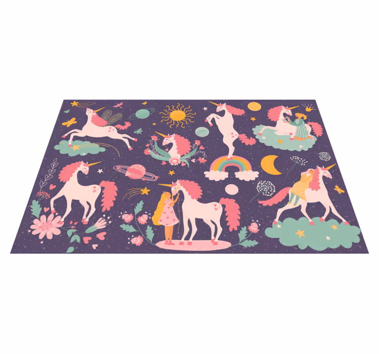 Alfombra vinílica infantil unicornios encantados - TenVinilo
