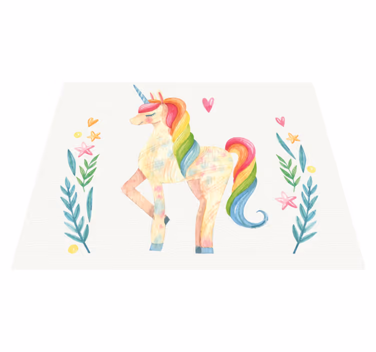 Alfombra vinílica infantil unicornio pastel - TenVinilo