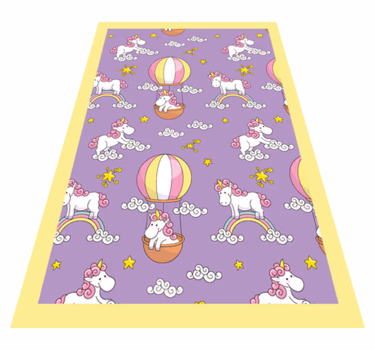Alfombra vinílica infantil unicornios en globos - TenVinilo