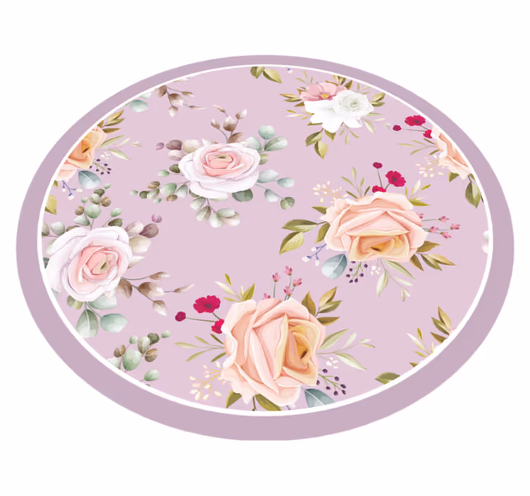 Alfombra vinílica flores elegancia del círculo floral - TenVinilo