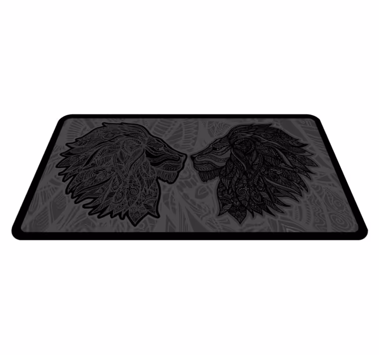 Alfombra vinílica animales obra de arte de perfil de león - TenVinilo
