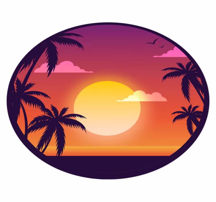 Alfombra vinílica naturaleza paisaje tropical al atardecer - TenVinilo