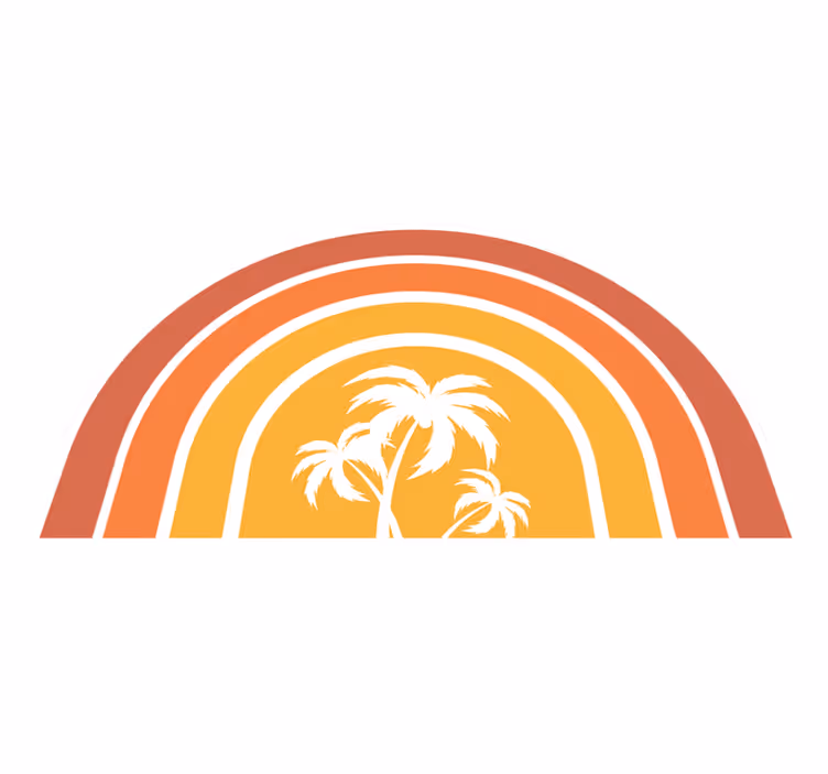 Alfombra vinílica naturaleza emblema del atardecer tropical - TenVinilo