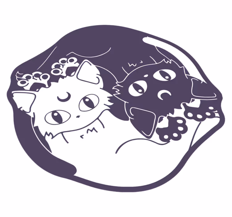 Alfombra vinílica animales gatos ying y yang - TenVinilo