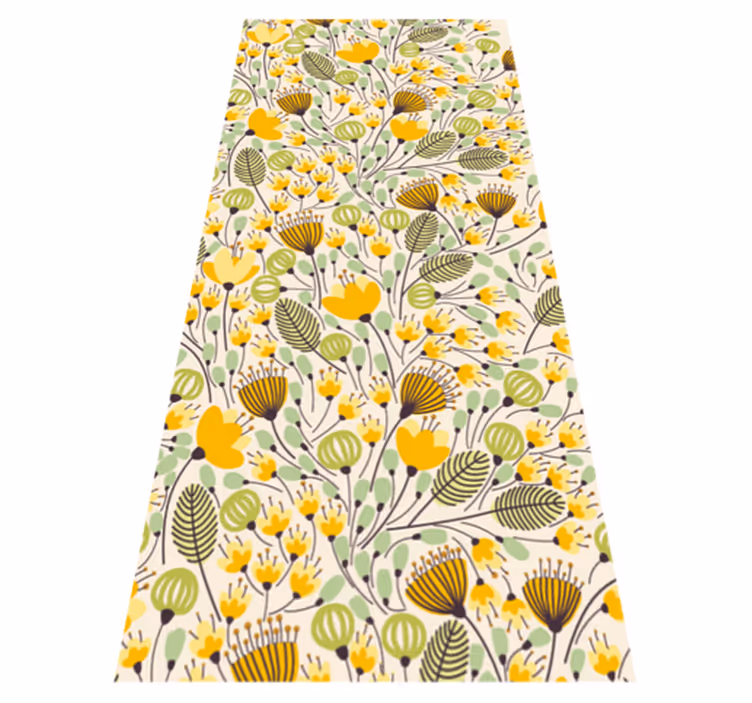 Alfombra vinílica flores patrón botánico floral - TenVinilo