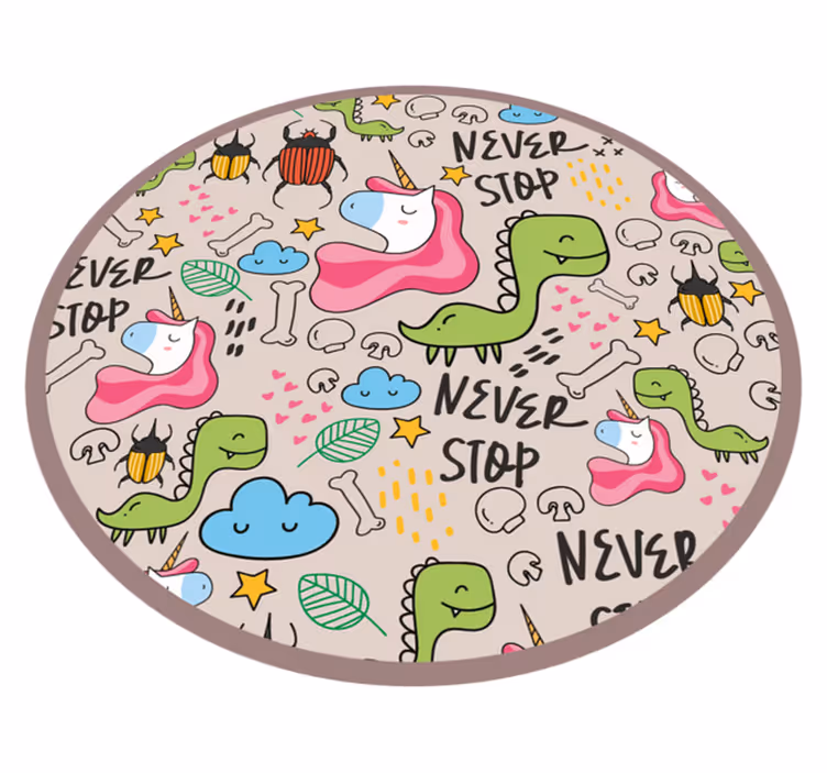 Alfombra vinílica infantil dinos y frases - TenVinilo