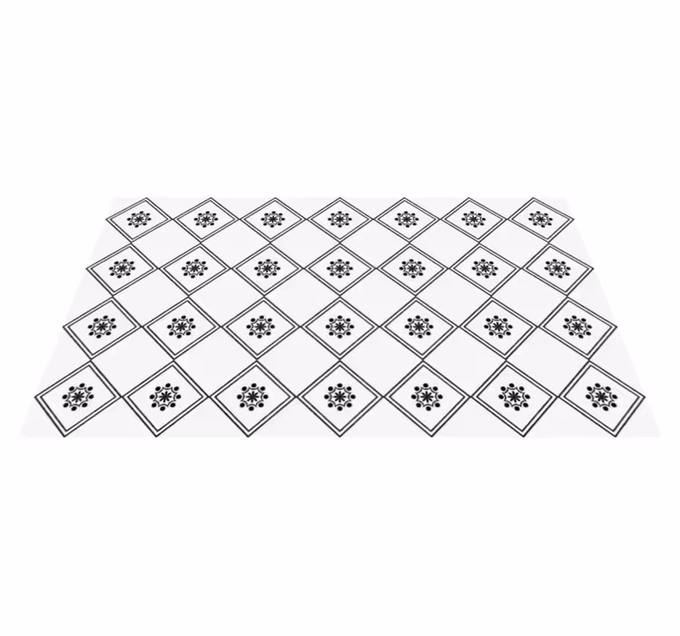 Alfombra vinílica hidráulica patrón de mosaico monocromático - TenVinilo