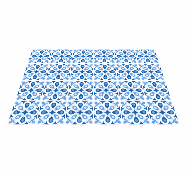 Alfombra vinílica hidráulica azulejo estampado azul - TenVinilo