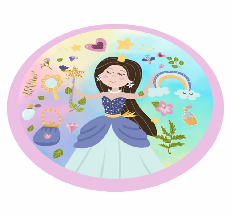 Alfombra de vinilo infantil Princesa fondo multicolor - TenVinilo