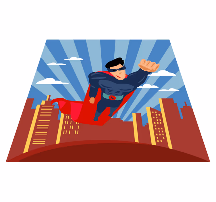 Alfombra vinílica infantil vuelo de superheroe - TenVinilo