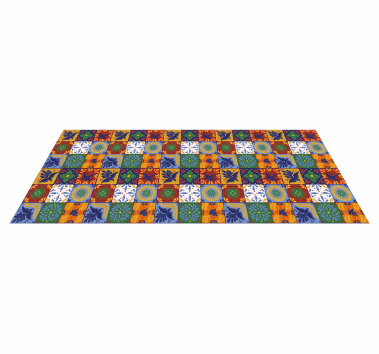 Alfombra vinilo cocina Coloridos azulejos mexicanos - TenVinilo