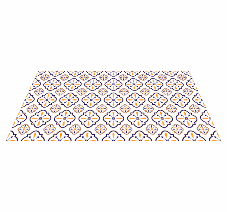Alfombra vinílica cocina réplica de azulejos florales - TenVinilo