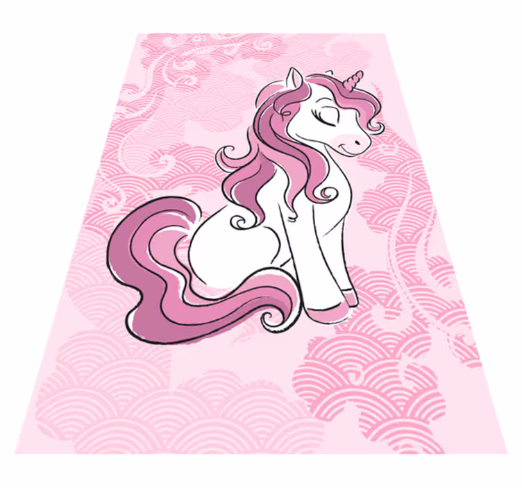 Alfombra de vinilo infantil Unicornio saltando sobre las nubes - TenVinilo