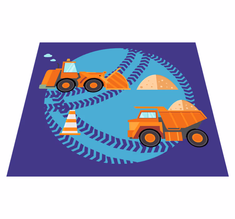 Alfombra vinílica infantil zona de juegos de construcción - TenVinilo