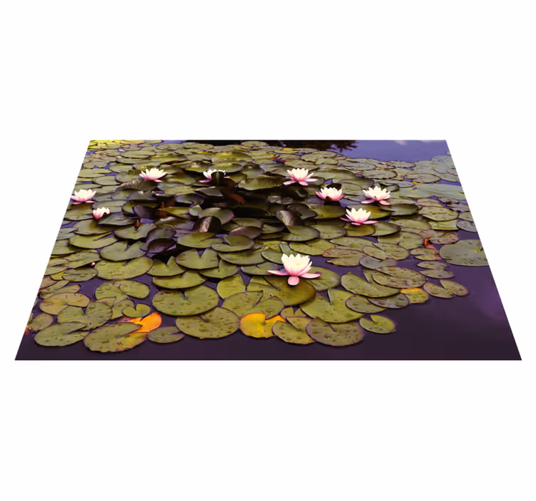 Alfombra vinílica flor de loto en el estanque - TenVinilo