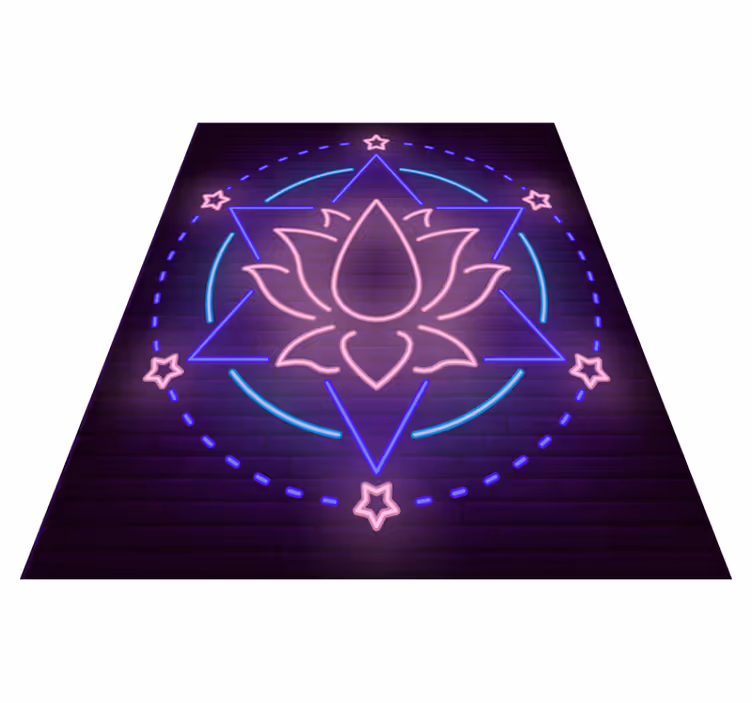 Alfombra vinílica mandala patrón de mandala de neón - TenVinilo