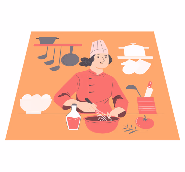 Alfombra vinilo cocina Dibujos animados de chef pastelero - TenVinilo