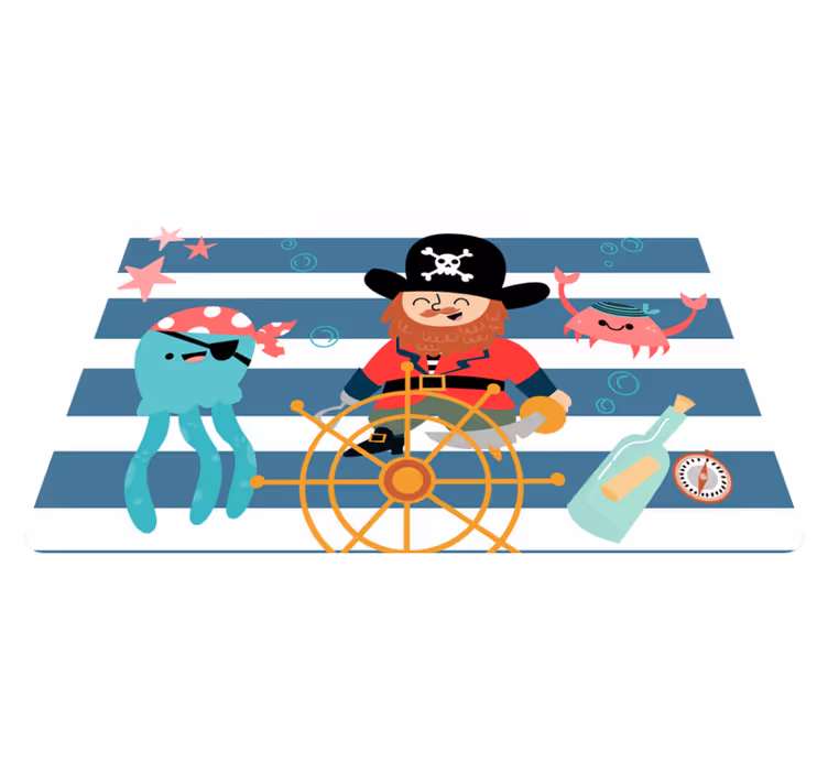 Alfombra vinílica infantil imágenes de aventuras piratas - TenVinilo
