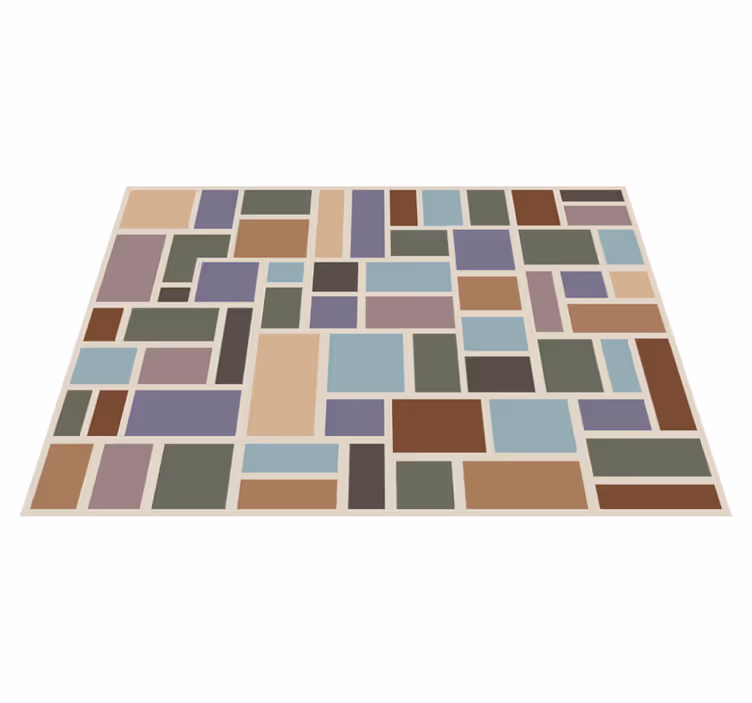 Alfombra vinílica geométrica mosaico cubista - TenVinilo