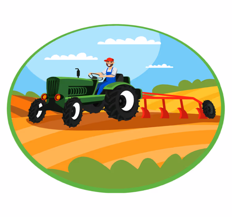 Alfombra vinílica infantil escena del tractor agrícola - TenVinilo