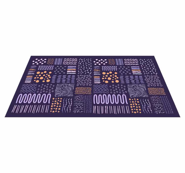 Alfombra vinílica salón trazos pintados de azul - TenVinilo