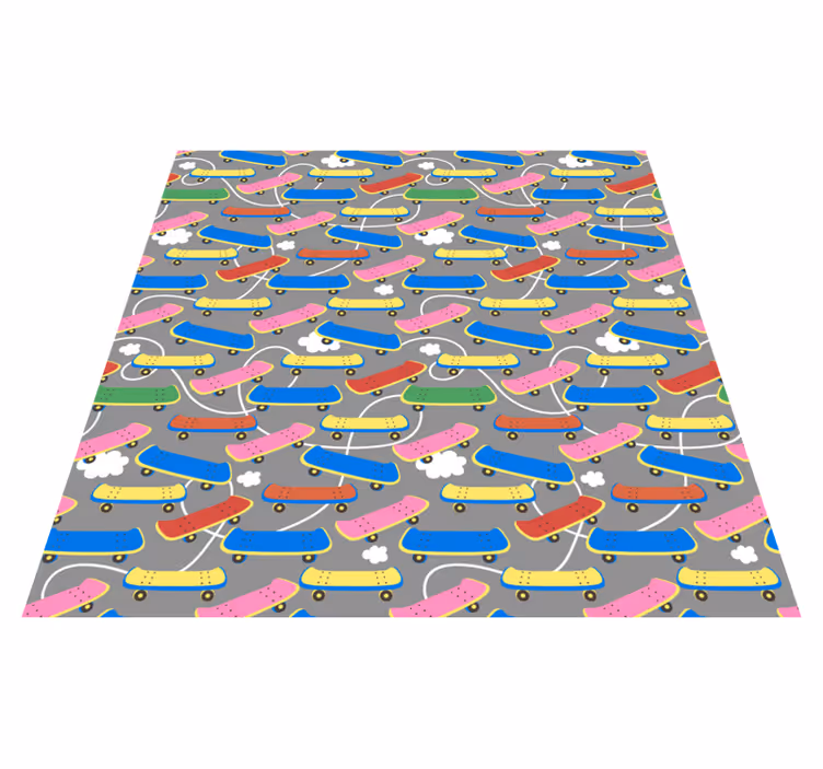 Alfombra vinílica infantil patrón de patineta - TenVinilo